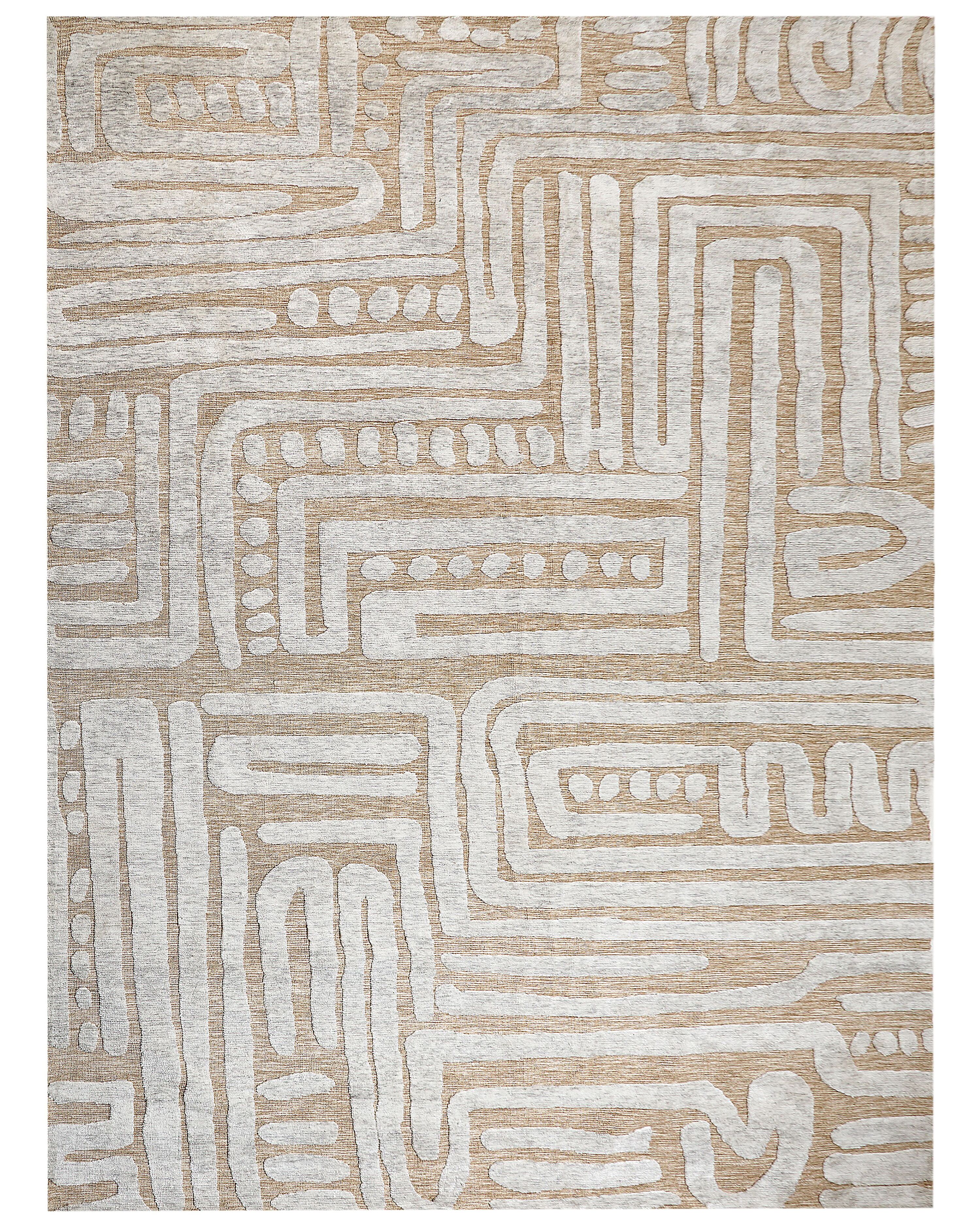 Teppich beige / hellgrau 300 x 400 cm abstraktes Muster MANDAI