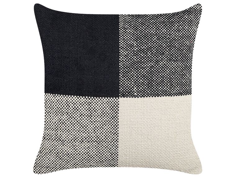 Cotton Cushion Patchwork Pattern 45 x 45 cm Black and Beige LAELIA_840290