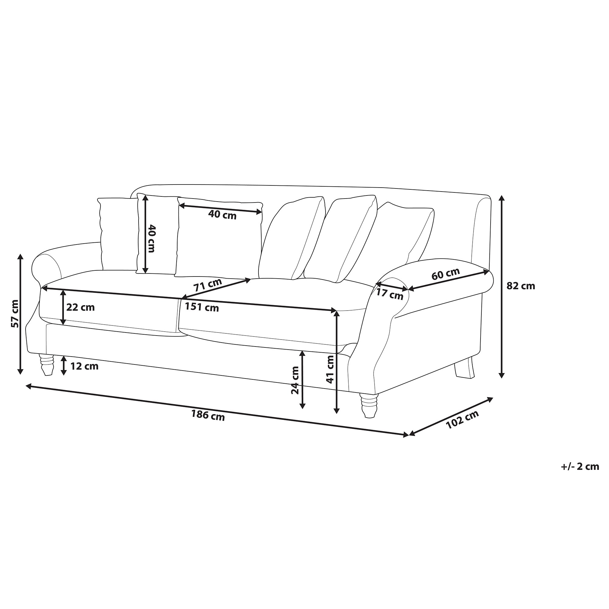Sofa 3-osobowa welurowa lazurowa EIKE