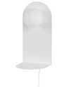 Nástenná kovová lampa s poličkou biela MAPI_884206