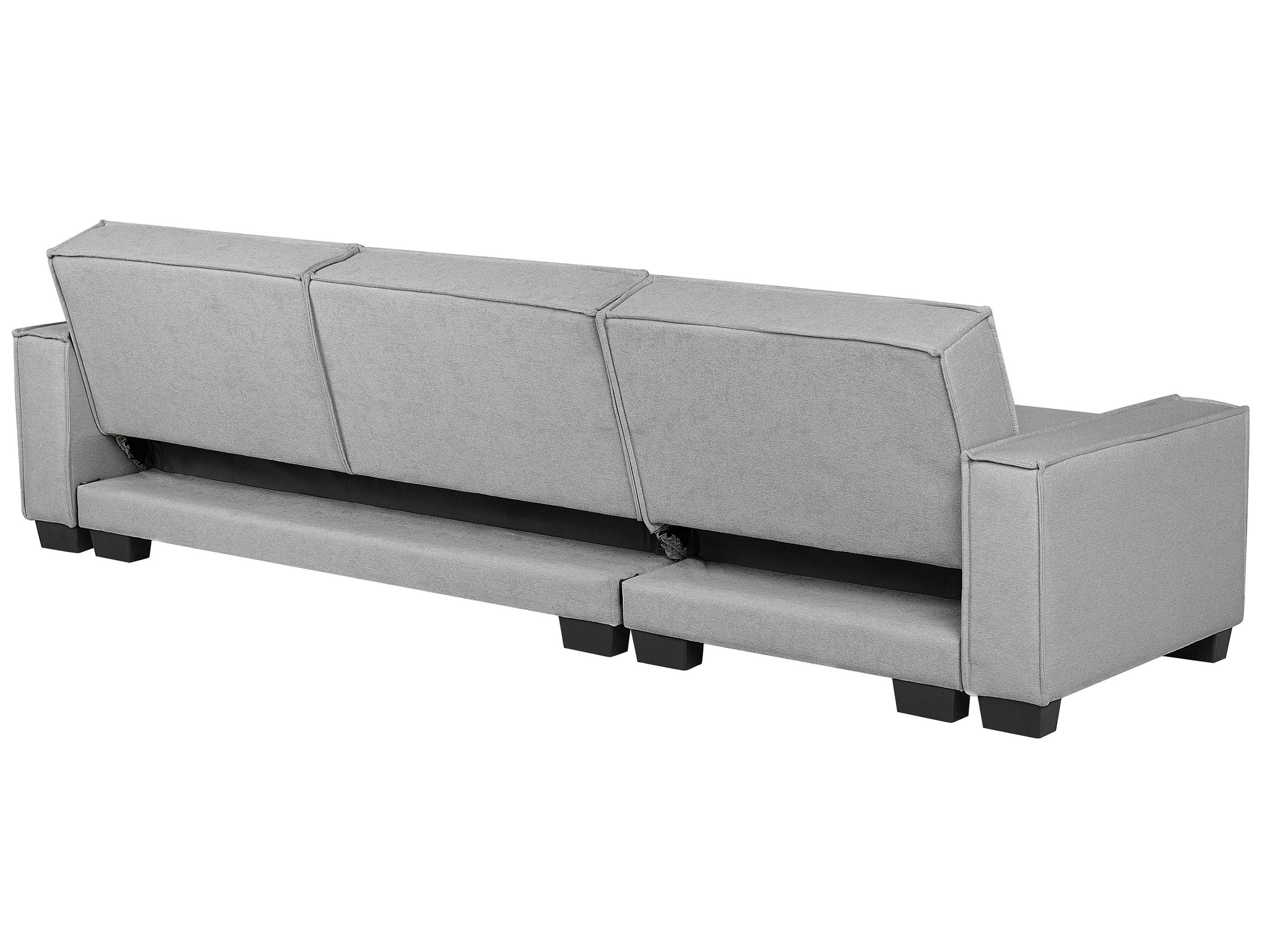 Left Hand Fabric Corner Sofa Bed Light Grey ROMEDAL Beliani.co.uk