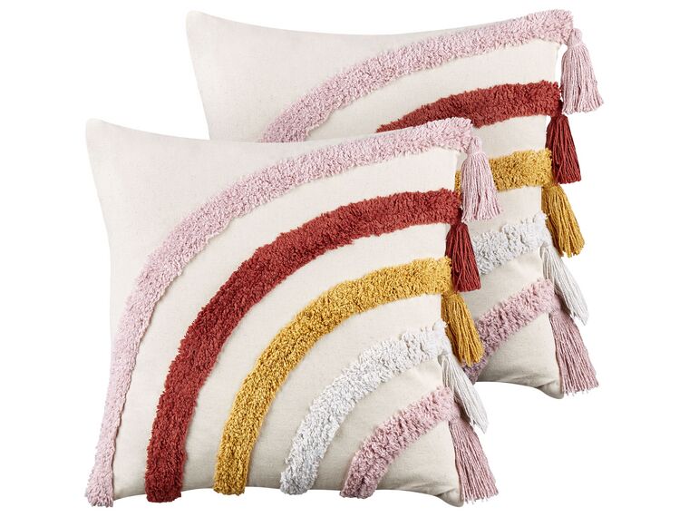 Set of 2 Cotton Cushions 45 x 45 cm Multicolour RAINSTAR_913175