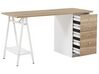 Schreibtisch heller Holzfarbton / weiss 140 x 60 cm 5 Schubladen HEBER_772881
