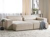 Left Hand 2 Seater Modular Velvet Corner Sofa with Ottoman Beige HELLNAR_910825