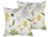 Set of 2 Velvet Cushions Leaf Pattern 45 x 45 cm Off-White MULLEIN_834924