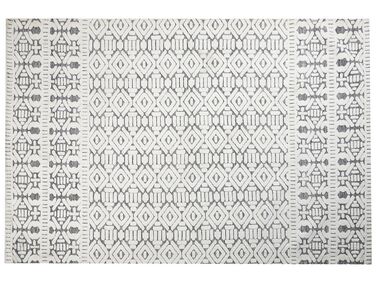 Teppich weiss / grau 200 x 300 cm geometrisches Muster Kurzflor SIBI