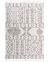 Teppich Wolle weiß / schwarz geometrisches Muster 160 x 230 cm Kurzflor ALKENT_852498