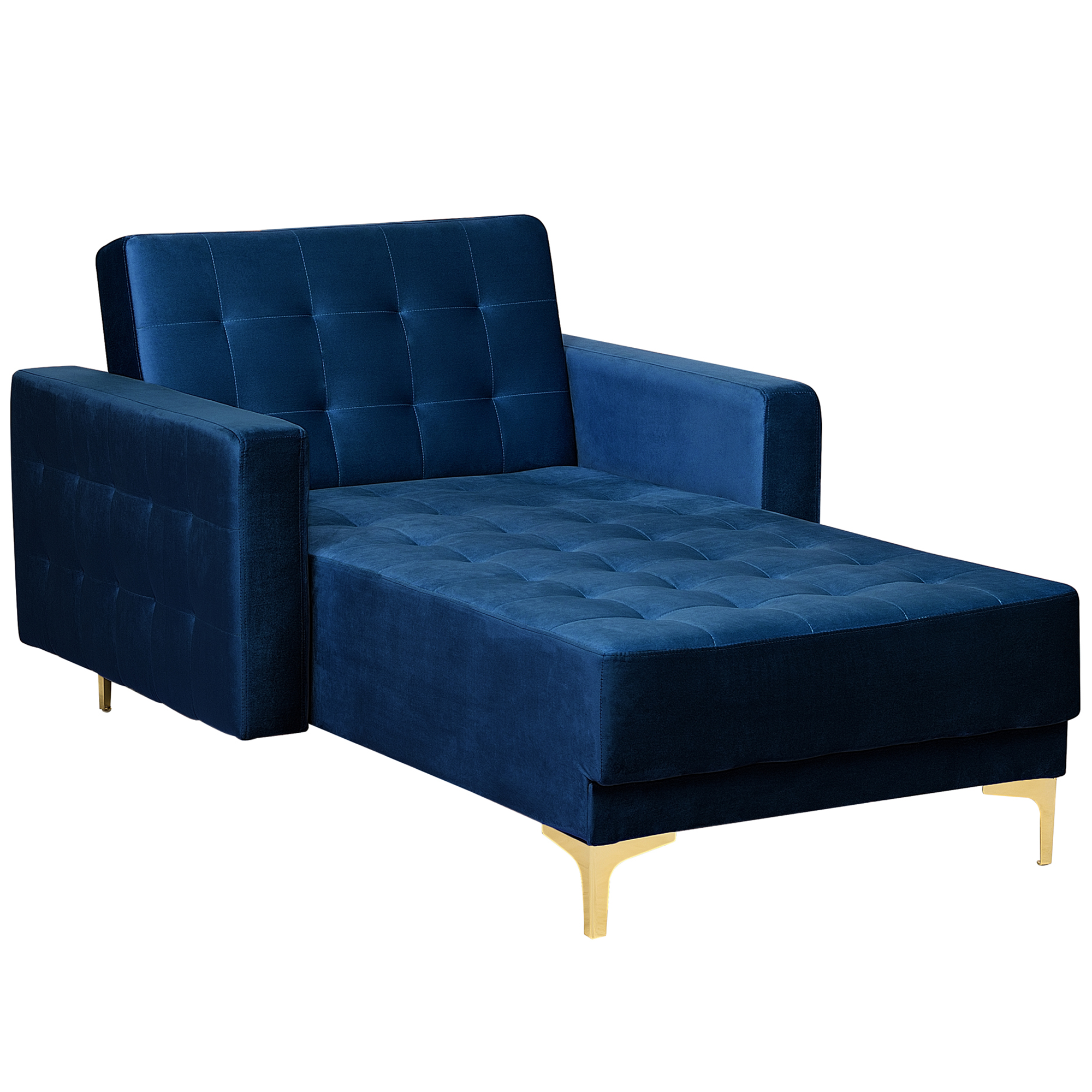 Beliani Velvet Chaise Lounge Navy Blue Aberdeen