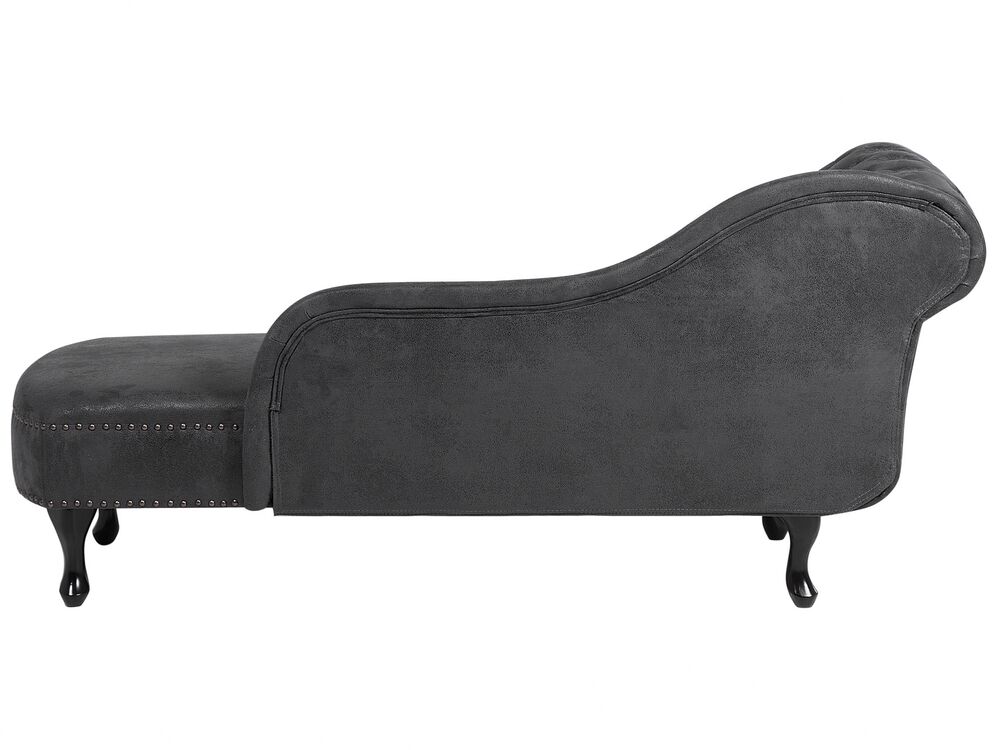 Left Hand Chaise Lounge Faux Suede Grey NIMES Beliani.co.uk