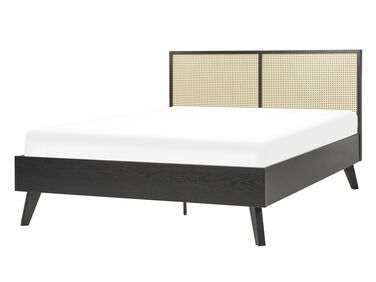 Ratanová postel 140 x 200 cm černá MONPAZIER