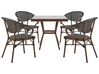 Trädgårdsmöbelset av bord och 4 stolar mörkträ/grå CASPRI_799127