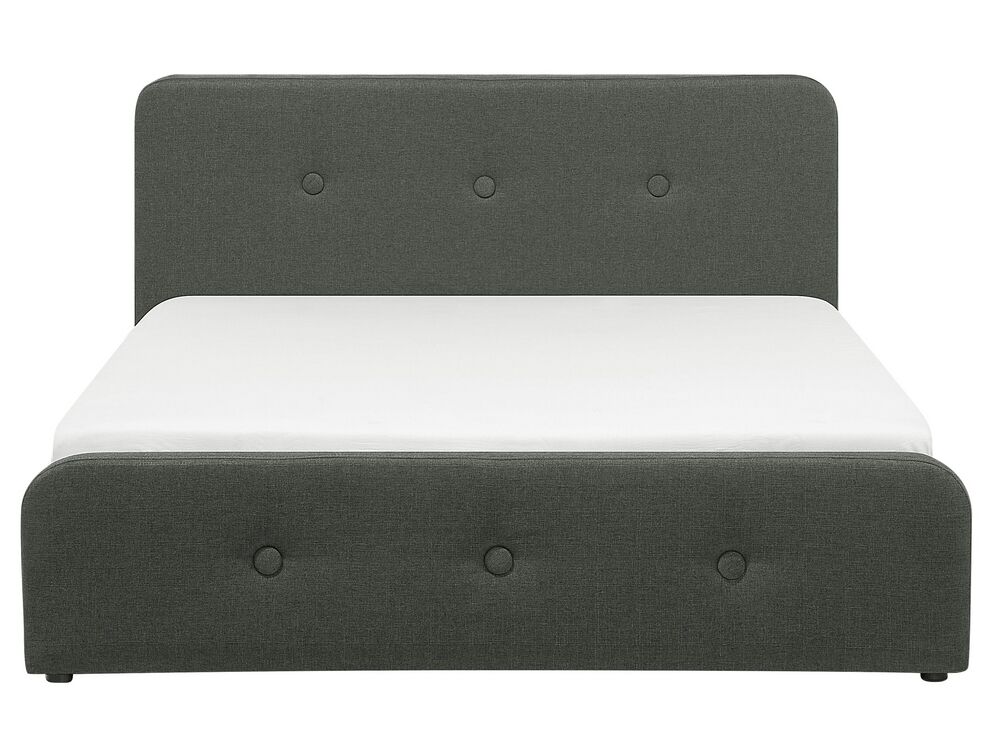 Cama tapizada en gris oscuro con almacenaje, varios tamaños RENNES