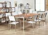 Conjunto de jardín mesa con tablero de madera 220 cm con 8 sillas blancas GROSSETO_768549