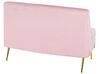 Sofá semicircular 4 plazas de terciopelo rosa/dorado MOSS_810384