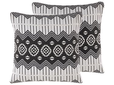 Set di 2 cuscini a motivo geometrico 45 x 45 cm bianco e nero CARDAK
