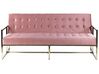 Sofá cama 3 plazas de terciopelo rosa/dorado MARSTAL_796246