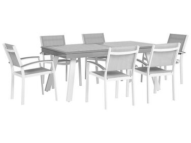 Zestaw ogrodowy metalowy stół i 6 krzeseł szary PERETA