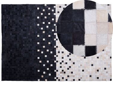 Dywan patchwork skórzany 160 x 230 cm czarno-beżowy ERFELEK