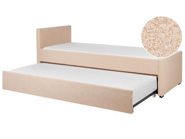 Rozkladacia posteľ s buklé čalúnením 80 x 200 cm broskyňová MARMANDE