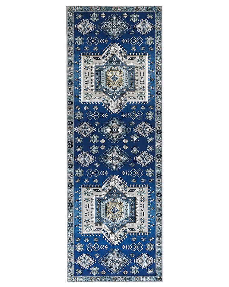 Vloerkleed polyester blauw 80 x 200 cm PARVAKALDI_831580