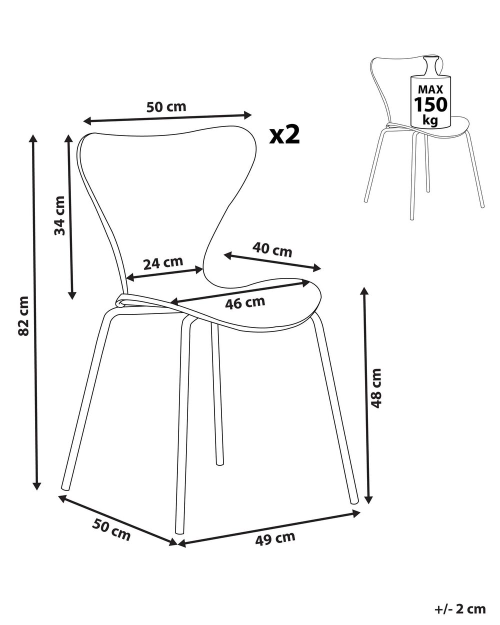 Set di 2 sedie da pranzo velluto grigio chiaro e oro BOONVILLE 