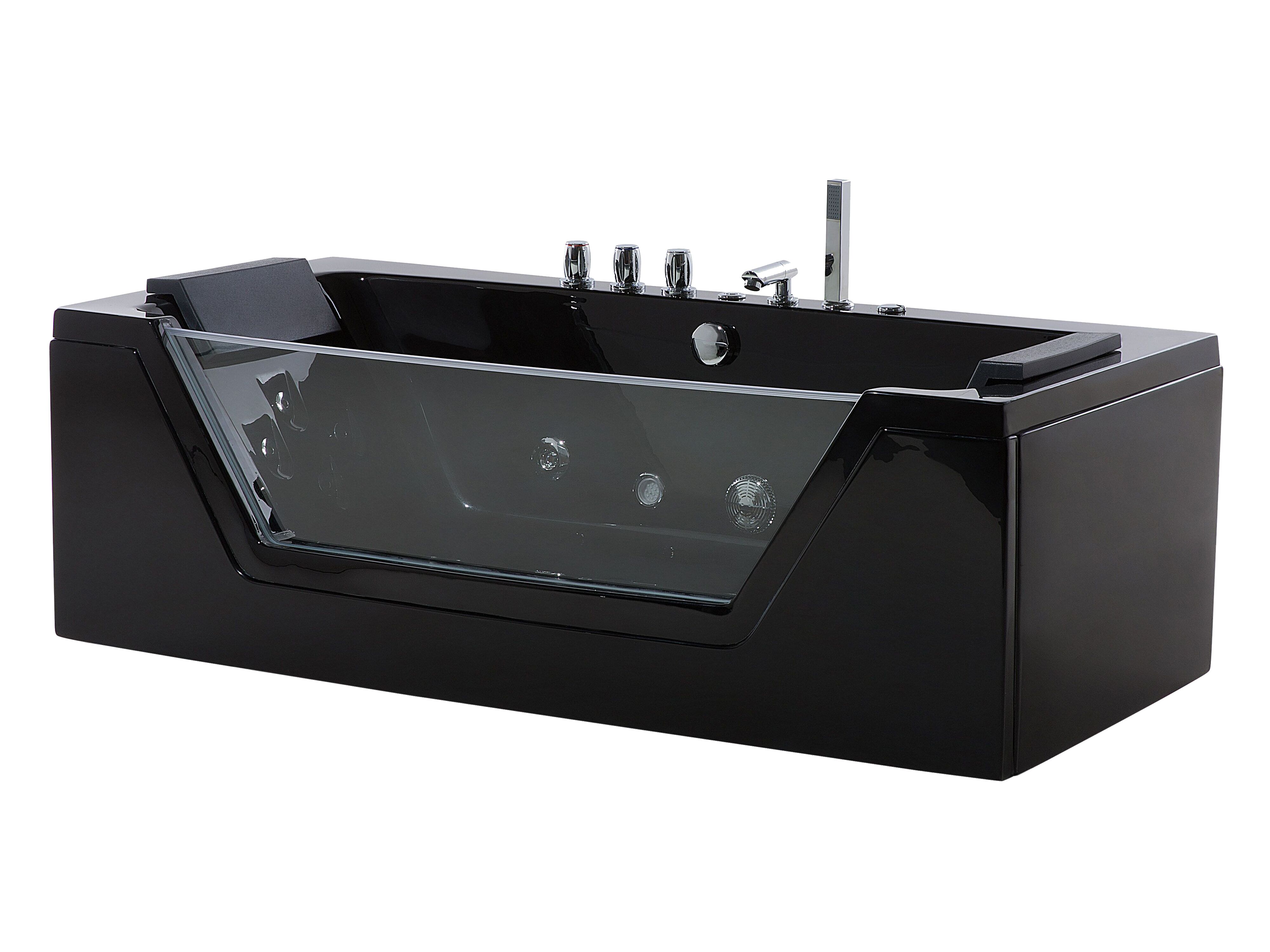 Whirlpool Bath with LED 1530 mm Black SAMANA | Beliani.co.uk