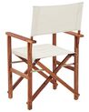 Set of 2 Acacia Folding Chairs and 2 Replacement Fabrics Dark Wood with Off-White / Geometric Pattern CINE_819203