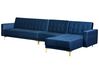 Left Hand Modular Velvet Sofa Navy Blue ABERDEEN_752369