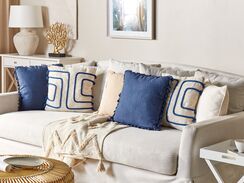 Koristetyyny puuvilla beige/laivastonsininen 45 x 45 cm PLEIONE