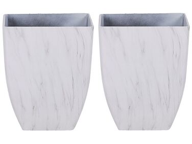 Conjunto de 2 vasos para plantas com efeito de mármore branco 35 x 35 x 42 cm MIRO