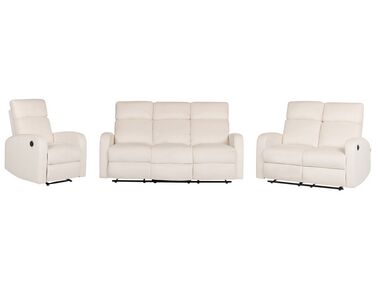Set di divani 6 posti reclinabili elettricamente velluto bianco crema VERDAL