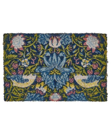 Paillasson avec motif floral 40 x 60 cm en fibre de coco multicolore SAKESAR