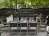 Table de jardin acier inox plateau granit triple noir flambé 220 cm avec 8 chaises en textile noir GROSSETO_452970
