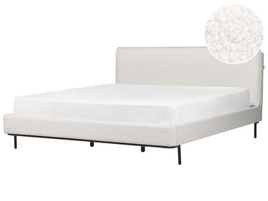 Łóżko boucle 180 x 200 cm białe CORIO
