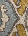 Teppich Wolle gelb / blau 200 x 200 cm orientalisches Muster Kurzflor MUCUR_830701