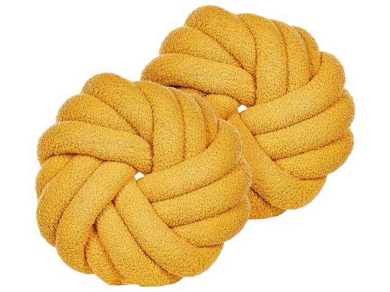 Set of 2 Boucle Knot Cushions 31 x 31 cm Yellow AKOLA_854730