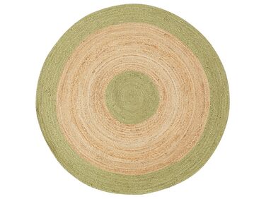 Okrúhly jutový koberec ø 140 cm béžová a zelená YAYALAR
