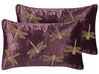 Conjunto de 2 cojines de terciopelo violeta bordado libélula 30 x 50 cm DAYLILY_892655