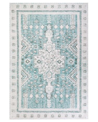 Teppich Baumwolle mintgrün 200 x 300 cm orientalisches Muster Kurzflor FULLA