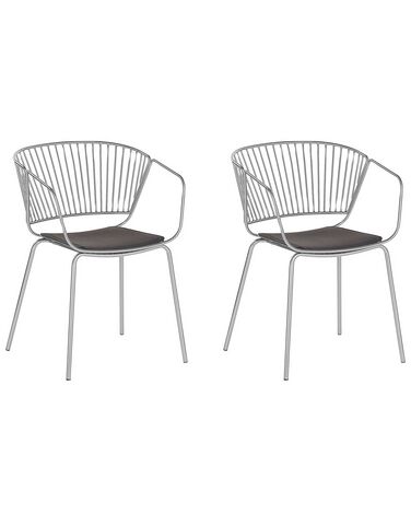 Zestaw 2 metalowych krzeseł do jadalni srebrny RIGBY