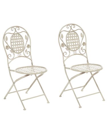 Conjunto de 2 sillas de balcón blanco crema BIVIO