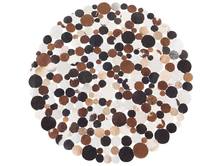Hnědý kožený patchwork koberec ⌀ 140 cm SORGUN_738444