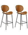 Set of 2 Faux Leather Bar Chairs Golden Brown LUANA_886367
