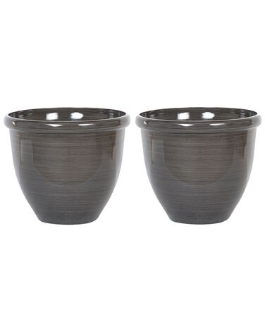 Set di 2 vasi in pietra marrone scuro ⌀ 49 cm TESALIA