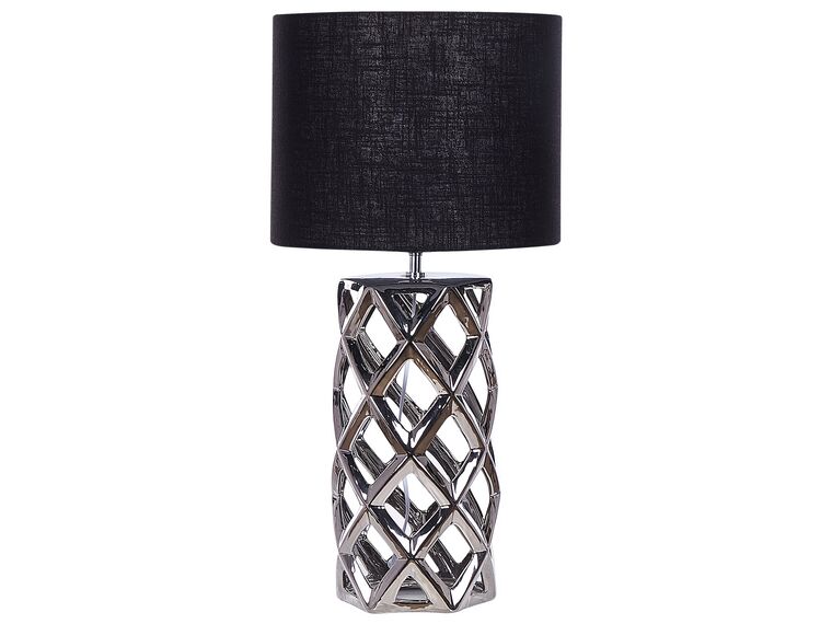 Ceramic Table Lamp Silver with Black SELJA_825684