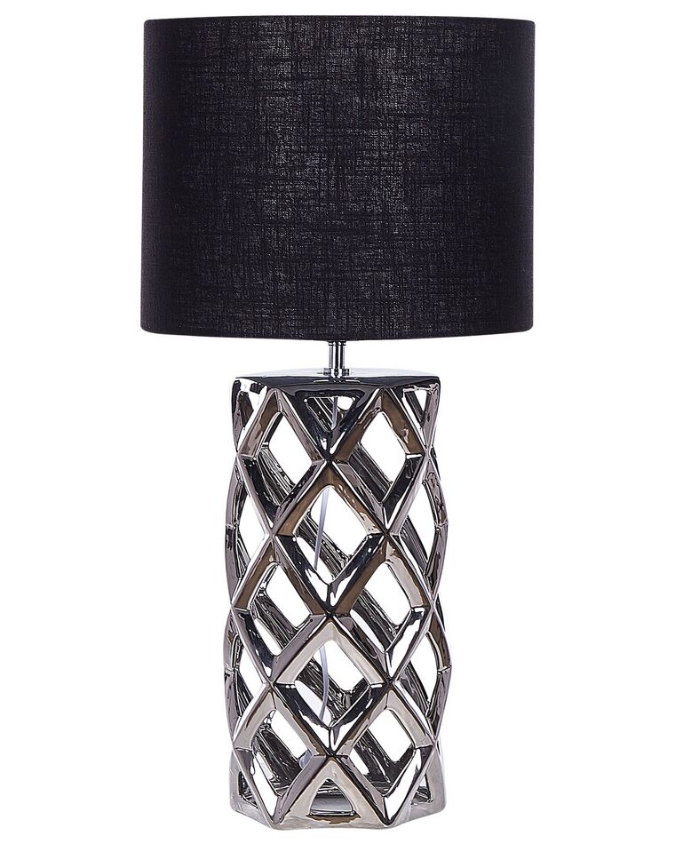 Ceramic Table Lamp Silver with Black SELJA_825684
