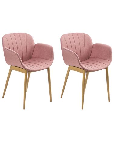 Set of 2 Fabric Dining Chairs Pink ALICE