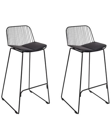 Set of 2 Metal Bar Chairs Black PENSACOLA