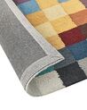 Teppich Wolle mehrfarbig 200 x 200 cm kariertes Muster Kurzflor KANDIRA_836367