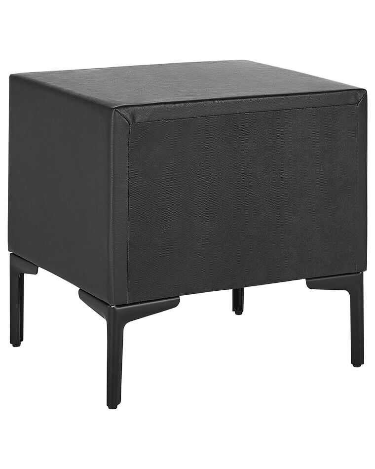 2 Drawer Faux Leather Bedside Table Black SEZANNE Beliani.co.uk